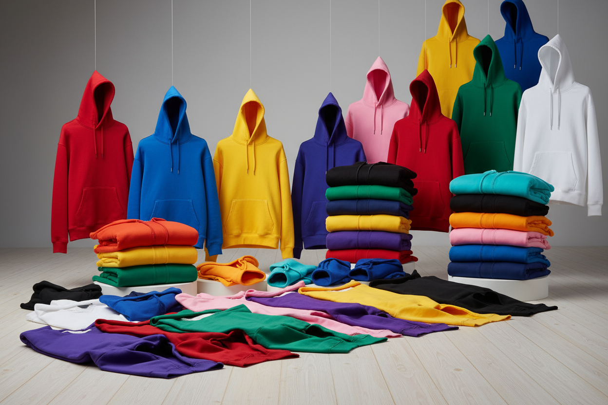 MUCHAS HOODIES DE DIVERSOS COLORES DE FONDO 
